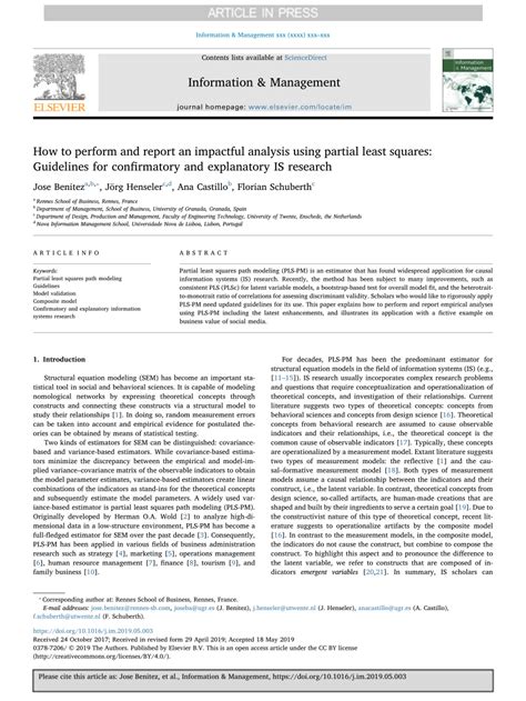 How to perform and report an impactful analysis using partial least .